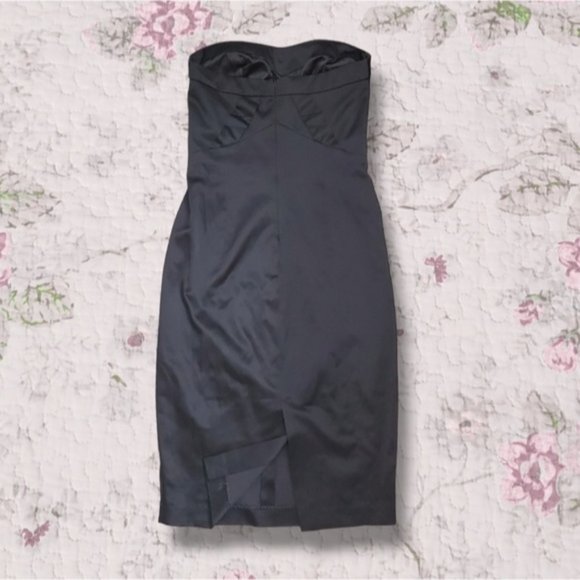 Satin Body Forming "Marilyn Monroe" Black Strapless Dress - Picture 5 of 8